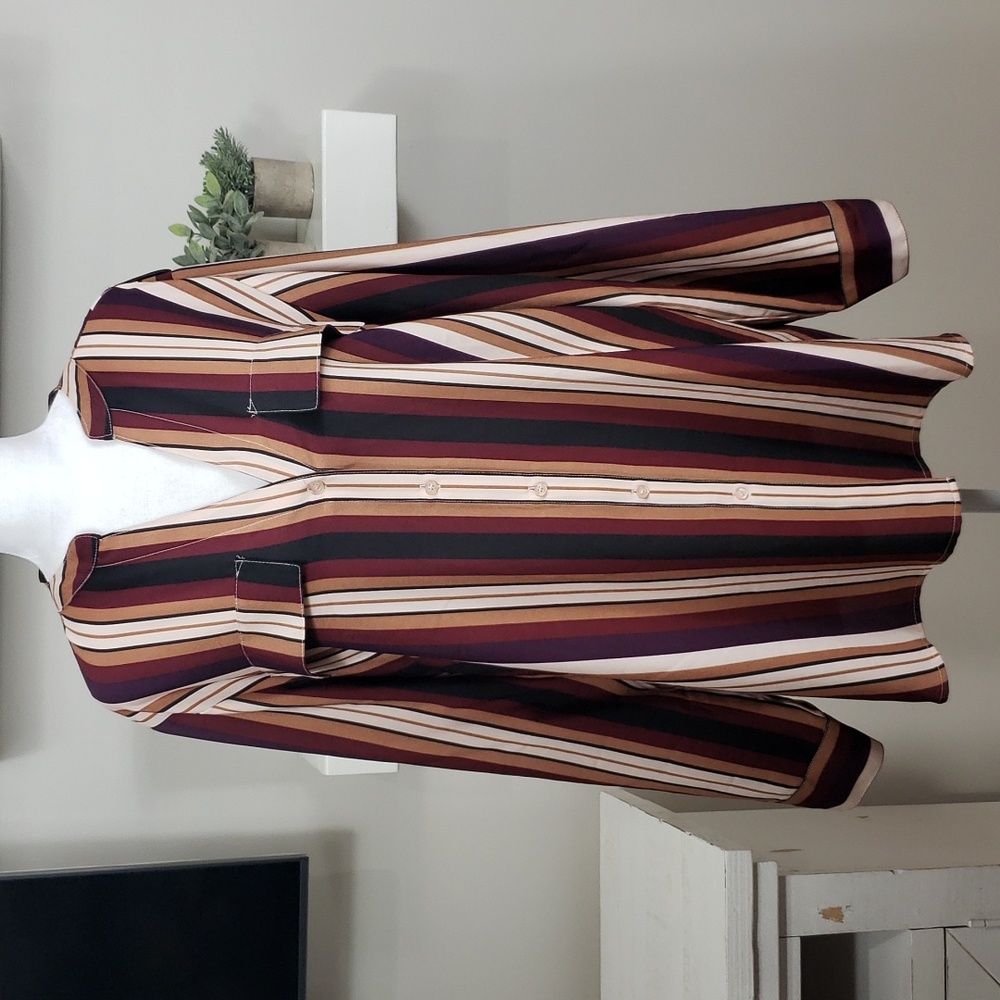 Calvin Klein Striped Long Sleeve Button Down Shirt